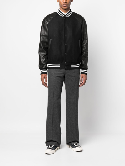 Shop Pt Torino Contrast-sleeve Bomber Jacket In Black