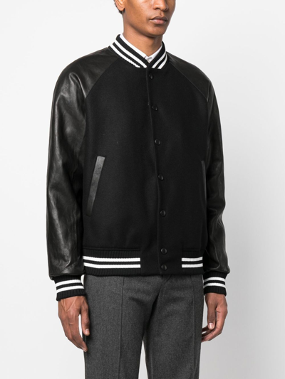 Shop Pt Torino Contrast-sleeve Bomber Jacket In Black