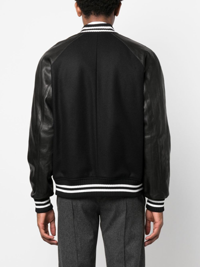 Shop Pt Torino Contrast-sleeve Bomber Jacket In Black