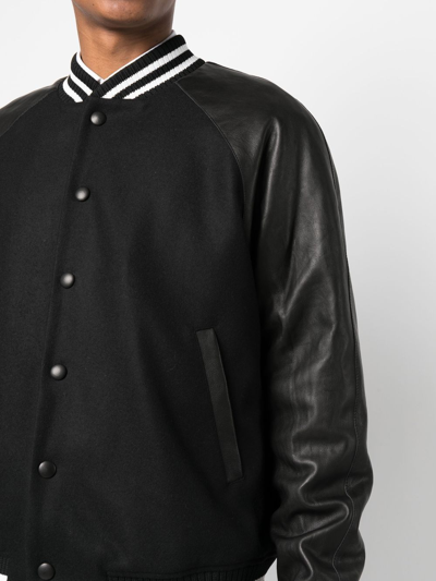 Shop Pt Torino Contrast-sleeve Bomber Jacket In Black