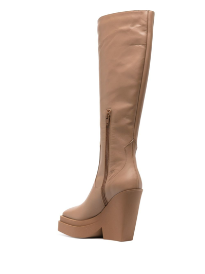 Shop Gia Borghini X Pernille Texan 110mm Knee-high Boots In Neutrals