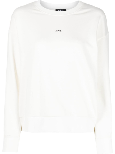 Apc Logo-print Long-sleeved T-shirt In White