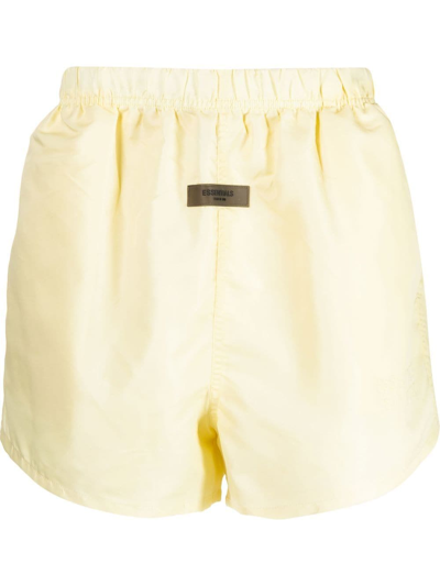 Shop Essentials Logo-patch Track Shorts In Yellow