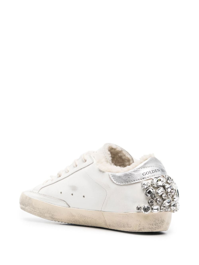 Shop Golden Goose Super-star Embellished Low-top Sneakers In White