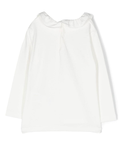 Shop Il Gufo Ruffled-collar Long-sleeve Top In White