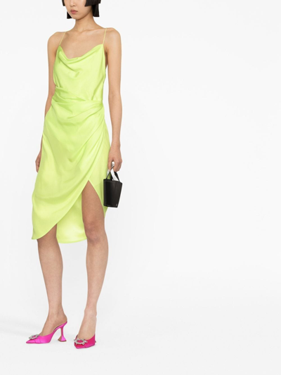 Shop Gauge81 Draped Thin-strap Silk Dress In Green