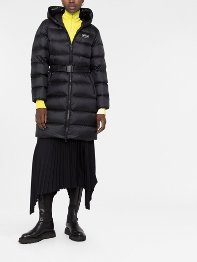 Duvetica Belted Padded Jacket In Black