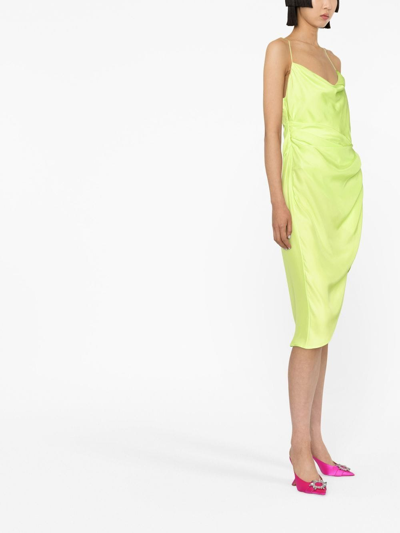 Shop Gauge81 Draped Thin-strap Silk Dress In Green