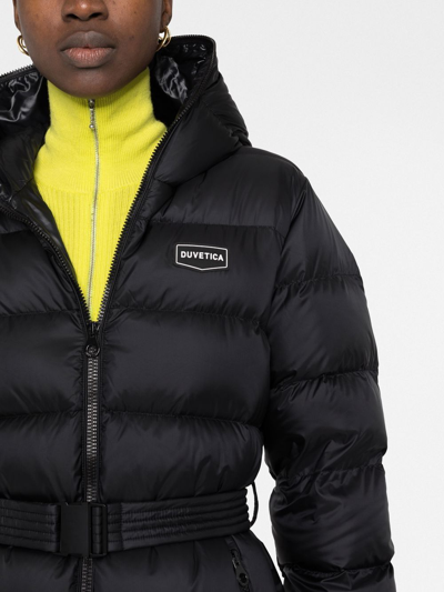 Duvetica Belted Padded Jacket In Black