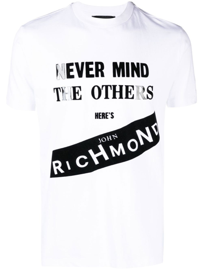 Shop John Richmond Slogan Print T-shirt In White