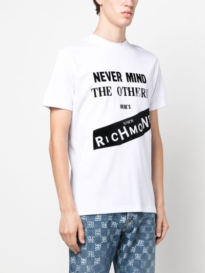 Shop John Richmond Slogan Print T-shirt In White