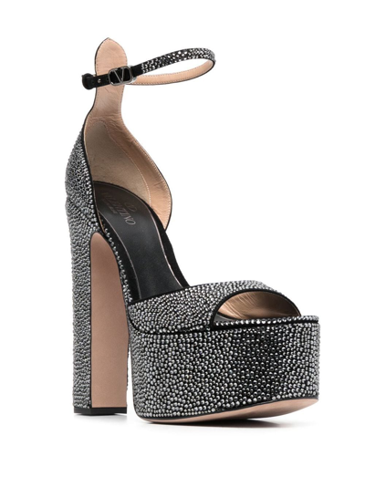 Valentino Embellished Tan-go Platform Sandals 155 In Black