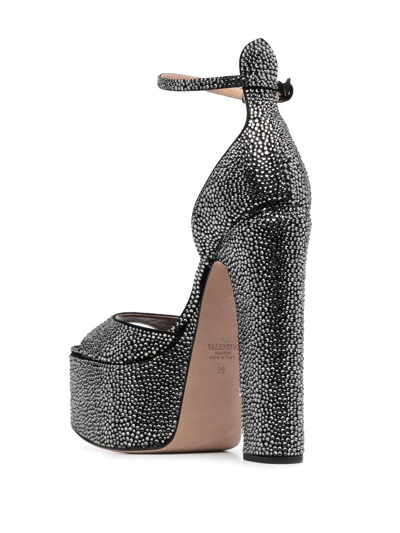 Valentino Embellished Tan-go Platform Sandals 155 In Black