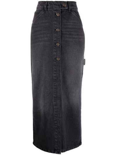 Courrèges Button-front Pencil Skirt In Grey
