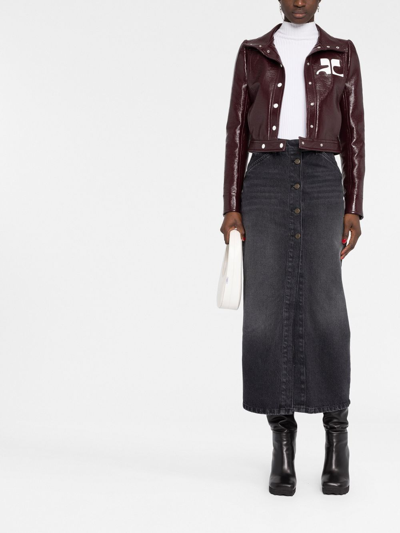 Courrèges Button-front Pencil Skirt In Grey