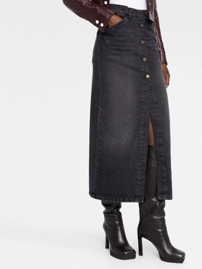 Courrèges Button-front Pencil Skirt In Grey