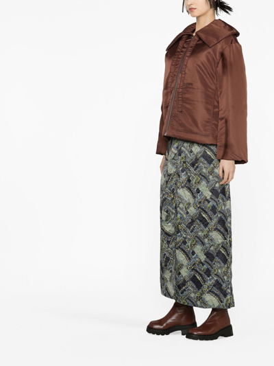 Ganni Brown Big Collar Jacket In Brown