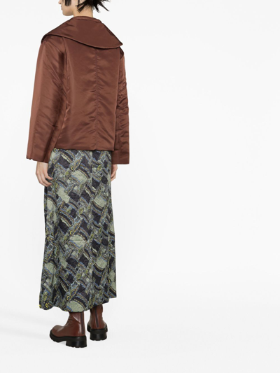 Ganni Brown Big Collar Jacket In Brown