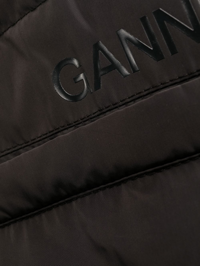 Shop Ganni Oversized Tech Puffer Midi Jacket In Black