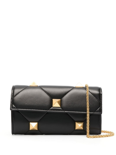 Shop Valentino Roman Stud Chain Shoulder Bag In Black