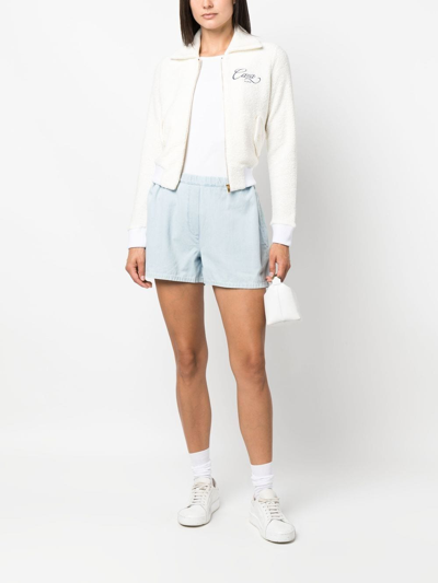 Casablanca Terry Logo Embroidered Teddy Track Jacket In White