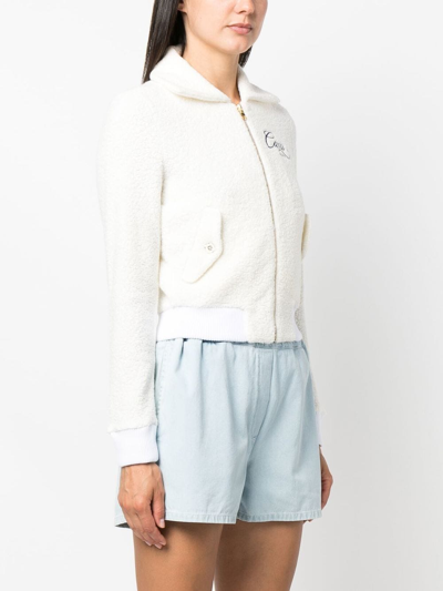 Casablanca Terry Logo Embroidered Teddy Track Jacket In White