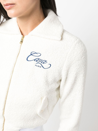 Casablanca Terry Logo Embroidered Teddy Track Jacket In White
