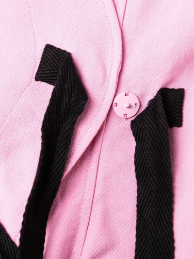 Shop Ganni Bow-detail Short-sleeve Dress In Pink