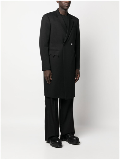 Shop Raf Simons Double-breasted Cotton Coat In Black