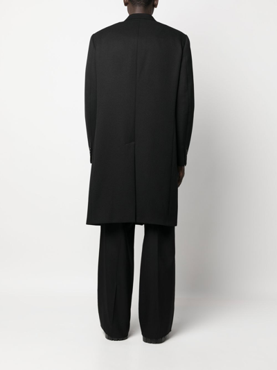 Shop Raf Simons Double-breasted Cotton Coat In Black