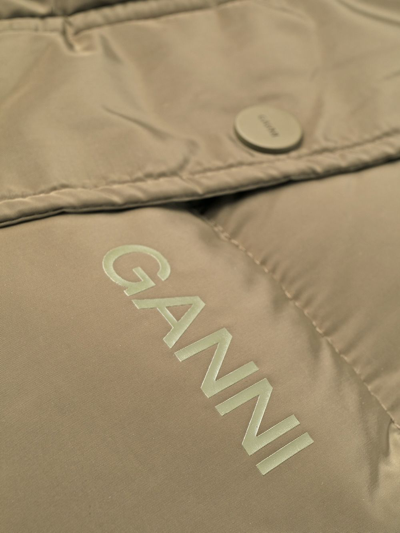 Shop Ganni Oversized Tech Puffer Coat In Green