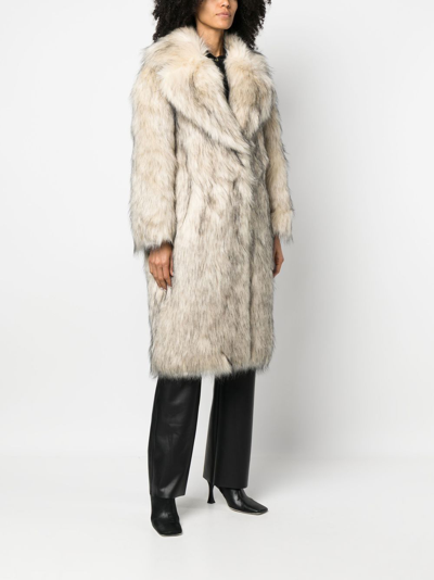 Shop Jakke Katie Faux-fur Coat In Neutrals