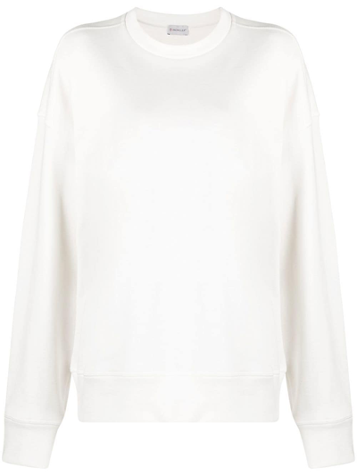 Shop Moncler Logo-print Long-sleeve Sweatshirt In White