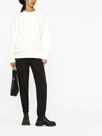 Moncler Logo-embroidered Cotton-jersey Sweatshirt In White