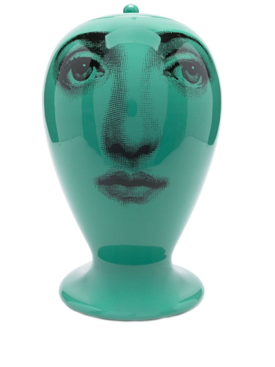 Shop Fornasetti Face-print Ceramic Vase In Green