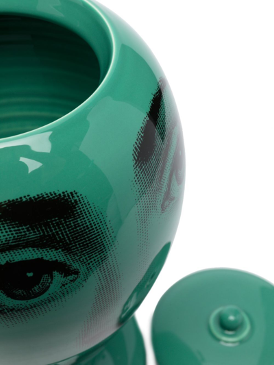Shop Fornasetti Face-print Ceramic Vase In Green