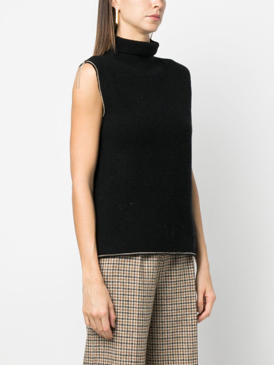 Shop Faliero Sarti Contrasting-trim Sleeveless Sweater In Black