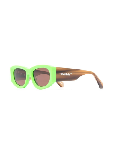 Shop Off-white Logo-print Sunglasses In Green