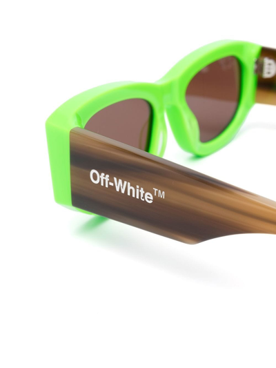 Shop Off-white Logo-print Sunglasses In Green