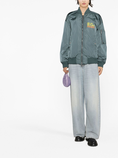 Dsquared2 Slogan-print Bomber Jacket In Blue