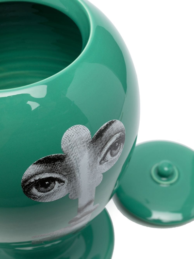 Shop Fornasetti Face-print Ceramic Vase In Green