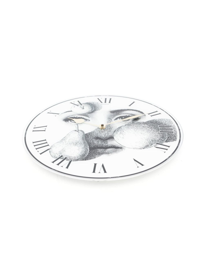 Shop Fornasetti Face-print Wall Clock In White