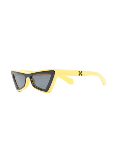 Shop Off-white Arrows Cat-eye Frame Sunglasses In Yellow