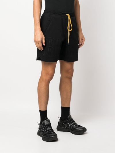 Shop Rhude Extended Drawstring Waist Shorts In Black
