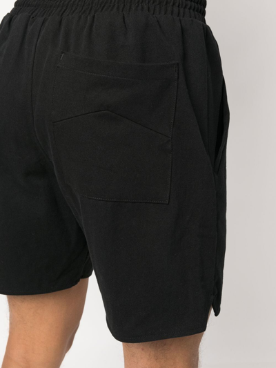 Shop Rhude Extended Drawstring Waist Shorts In Black