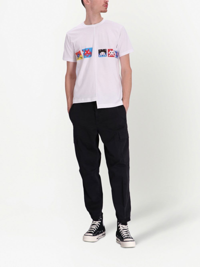 Shop Comme Des Garçons Asymmetric Pixel-print T-shirt In White