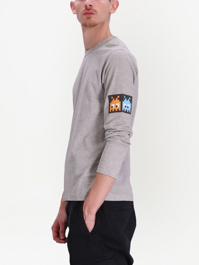Shop Comme Des Garçons Graphic-print Long-sleeved T-shirt In Grey