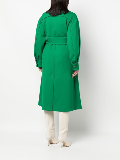 Shop Zimmermann Belted Double-breasted Coat In Green