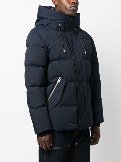 Mackage Logo-patch Zip-up Padded Coat In Blue