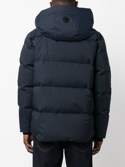 Mackage Logo-patch Zip-up Padded Coat In Blue